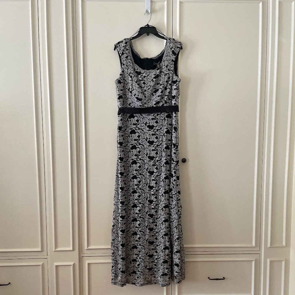 R&M Richards black with overlay evening gown sz. 16